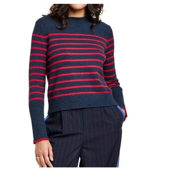 La Ligne x Target Striped Crew Neck Pullover Sweater Navy Blue Red Medium - Picture 1 of 6